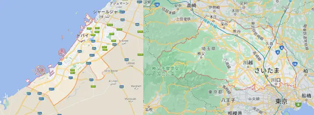 ドバイでFX ドバイと埼玉県の面積比較