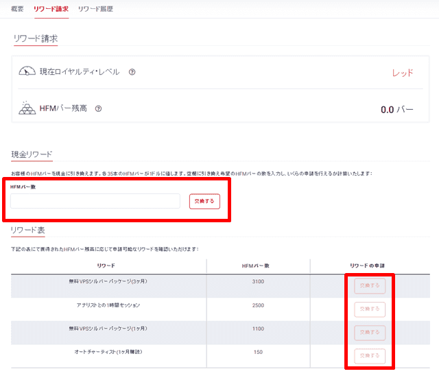 HFMリワードロイヤルティプログラム 交換手順4